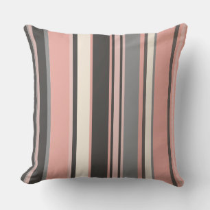Pink and Grey Mid-century Modern Stripes Cushion