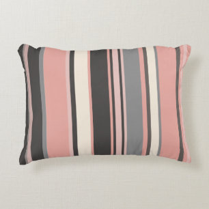 Pink and Grey Mid-century Modern Stripes Decorative Cushion