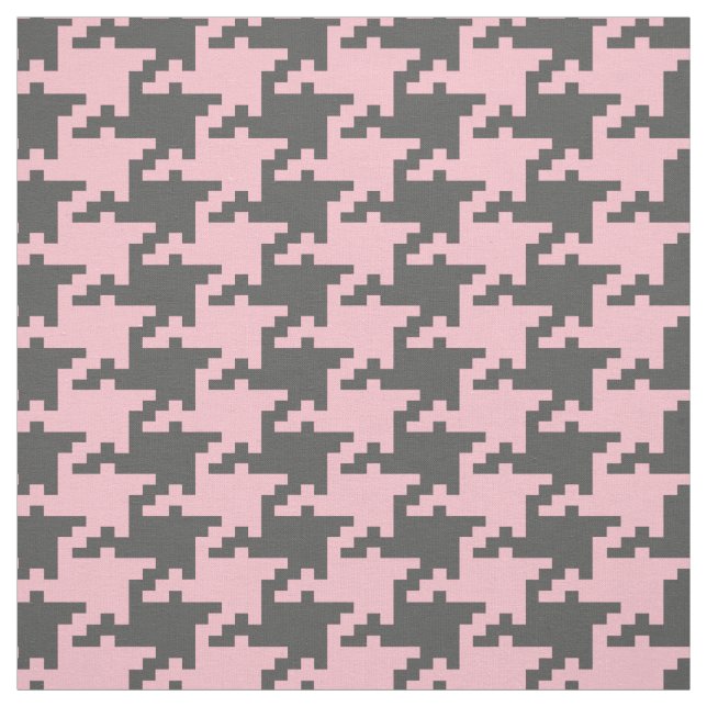 Pink And Grey Pied De Poule Pattern Fabric (Swatch)