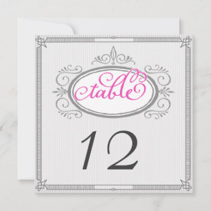 Pink and Grey Pinstripe Retro Table Numbers