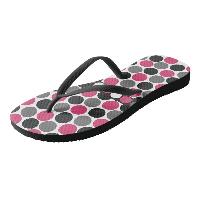 Pink and Grey Polika Dot     Jandals (Angled)