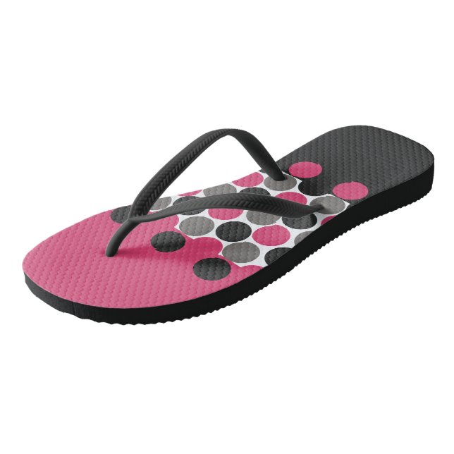 Pink and Grey Polika Dot    Jandals (Angled)