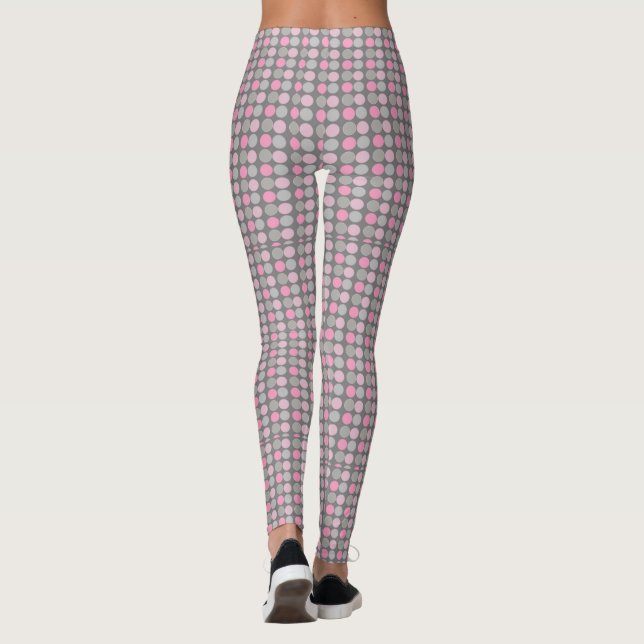 Pink and Grey Polka Dot Leggings (Back)