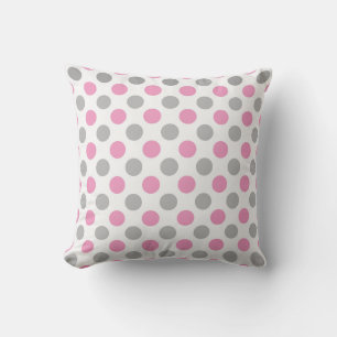 Pink and grey polka dots pattern cushion