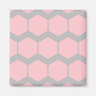 Pink and Grey, Retro Geometric Zigzag Pattern. Magnet
