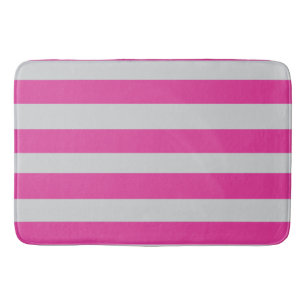 Pink and Grey Stripes  Bath Mat