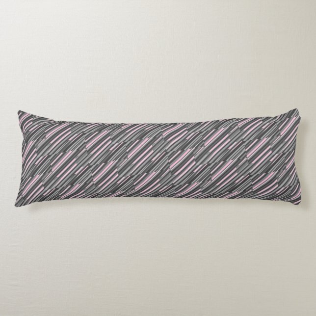 Pink and Grey Stripes  Body Cushion (Front)