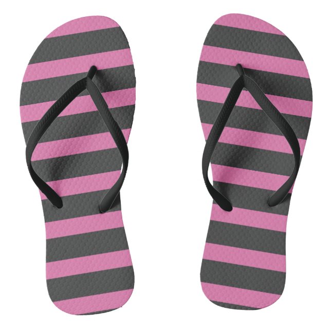 Pink and Grey Stripes Jandals (Footbed)