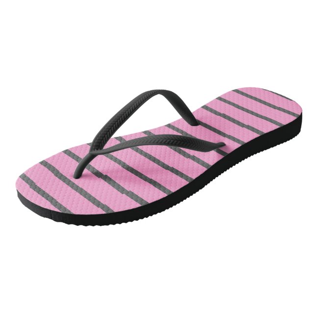 Pink and Grey Stripes Jandals (Angled)