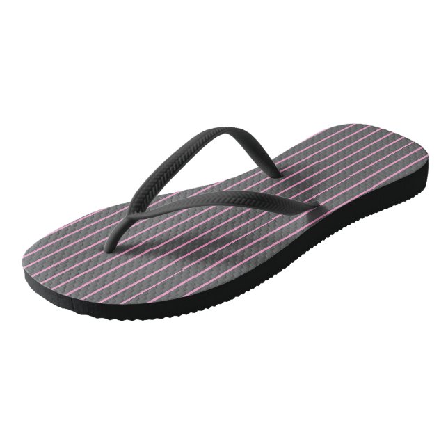 Pink and Grey Stripes Jandals (Angled)