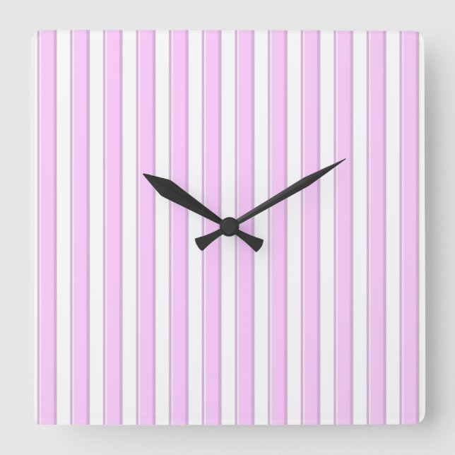 Pink and Grey Stripes Wall Clock (Front)