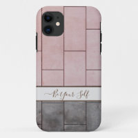 Pink and grey tiles monogram iPhone cases. Case-Ma