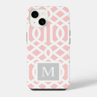 Pink and Grey Trellis Monogram | Editable Colours