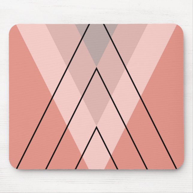 Pink and grey triangles on pink background mouse pad (Front)