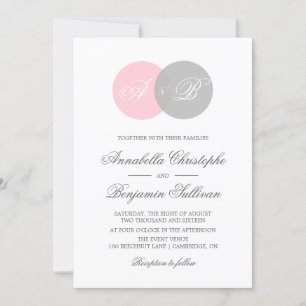Pink and Grey Venn Diagram Wedding Invitation