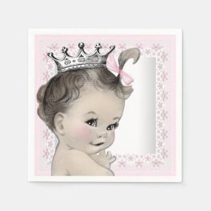 Pink and Grey Vintage Baby Girl Shower Napkin