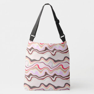 Pink and Grey Wavy Stripes Crossbody Bag