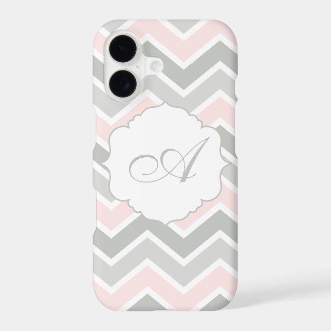 Pink and Grey Zigzag Chevron Monogram (Back)