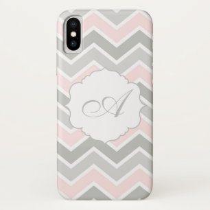 Pink and Grey Zigzag Chevron Monogram Case-Mate iPhone Case