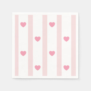 Pink and Hearts, Stripes for parties Napkin