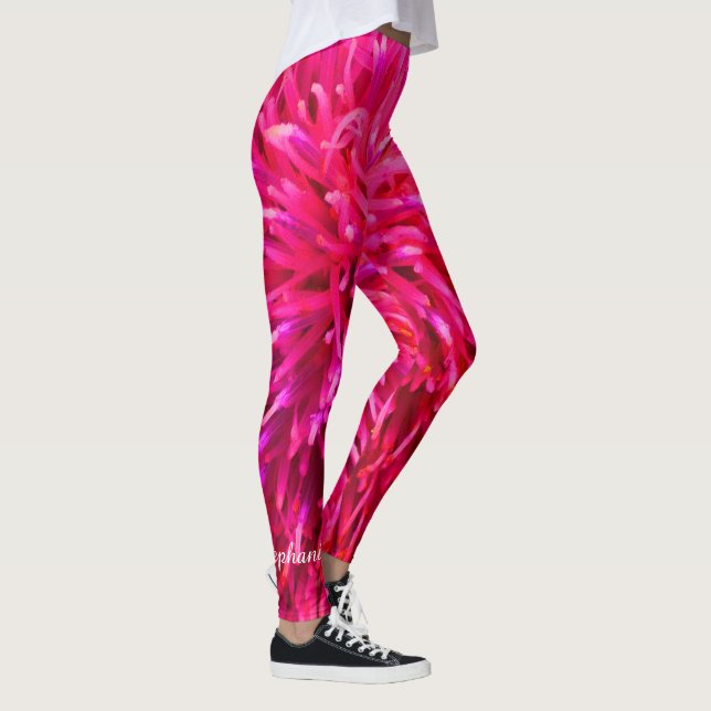 Pink and Hot Pink Abstract with Personalised Name Leggings (Right)