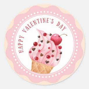 Pink and Ice-cream Design Valentine Stickers