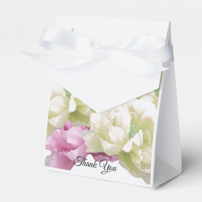 Pink and Ivory Peonies Favour Box (Front Side)