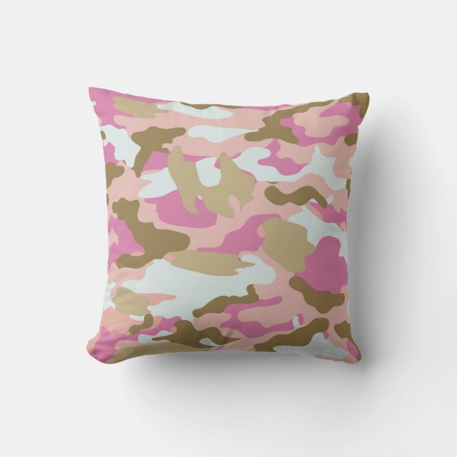 Pink And Khaki CamoThrow Pillow (Front)