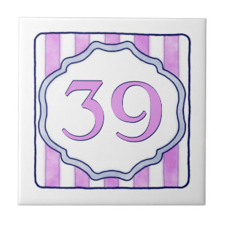 Pink and Lavender Big House Number Tile