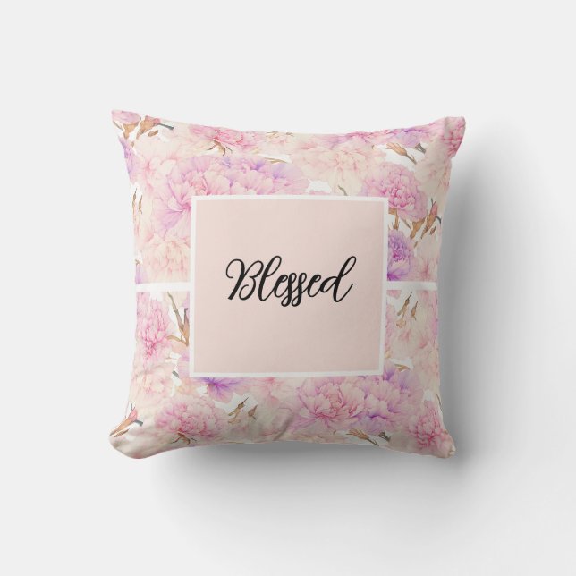 Pink and lavender carnations,  cushion (Front)