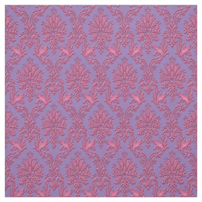 Pink and Lavender Damask Fabric (Swatch)