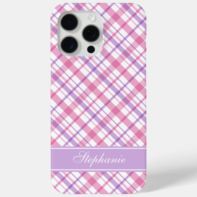 Pink and Lavender Plaid Pattern Case-Mate iPhone Case (Back)