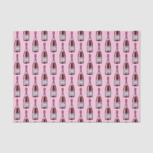Pink and Leopard Print Birthday Champagne Bottle Tissue Paper