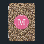 Pink and Leopard Print Custom Monogram iPad Mini Cover<br><div class="desc">Chic preppy iPad case features a modern leopard animal print pattern,  personalised with your custom name monogram in a dotted circle frame. Click Customise It to change monogram fonts and colours to create your own one of a kind design. Perfect for a unique personalised gift!</div>