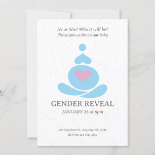 Pink And Light Blue Illustrative Minimalist Gender Invitation