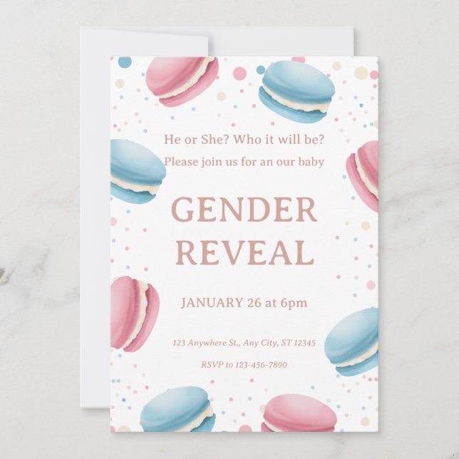Pink And Light Blue Watercolor Gender Reveal Invit Invitation (Front)