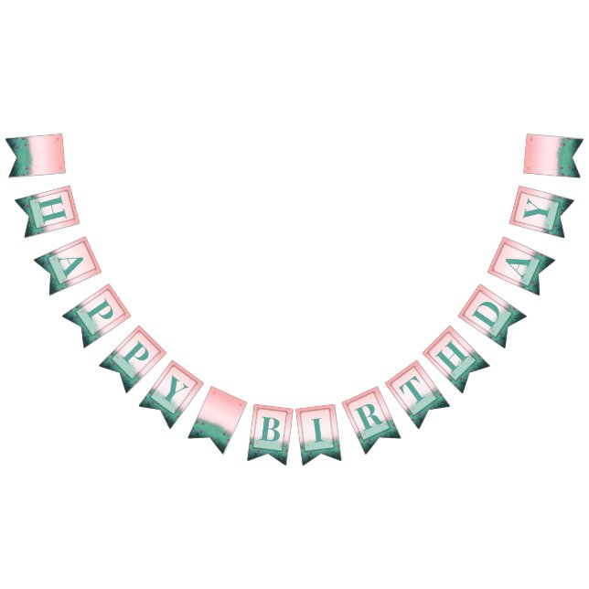 Pink and Light Green Birthday Party Bunting (All)