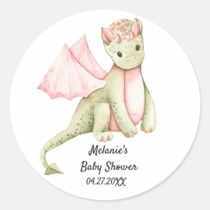 Pink and Light Green Dragon  Classic Round Sticker