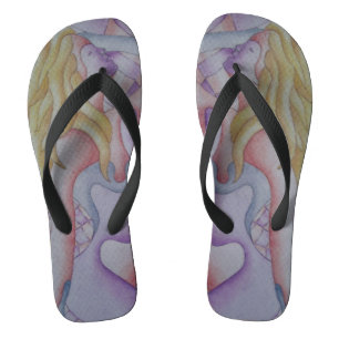 pink and lilac lady posing abstract modern art jandals