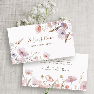 Pink and lilac wildflowers business card