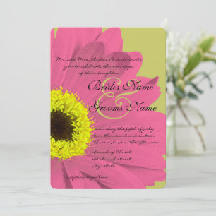 Pink and Lime Gerber Daisy Wedding Invitation