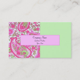 Pink and Lime Paisley Business Card 2
