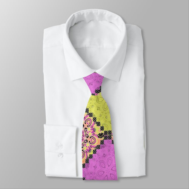Pink and lime , patchwork tie (Tied)
