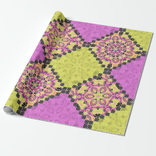 Pink and lime , patchwork wrapping paper