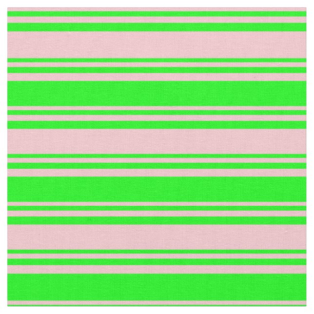 Pink and Lime Pattern of Stripes Fabric (Close Up)