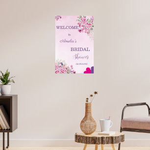 Pink and Magenta Colour Classical  Bridal Welcome  Poster