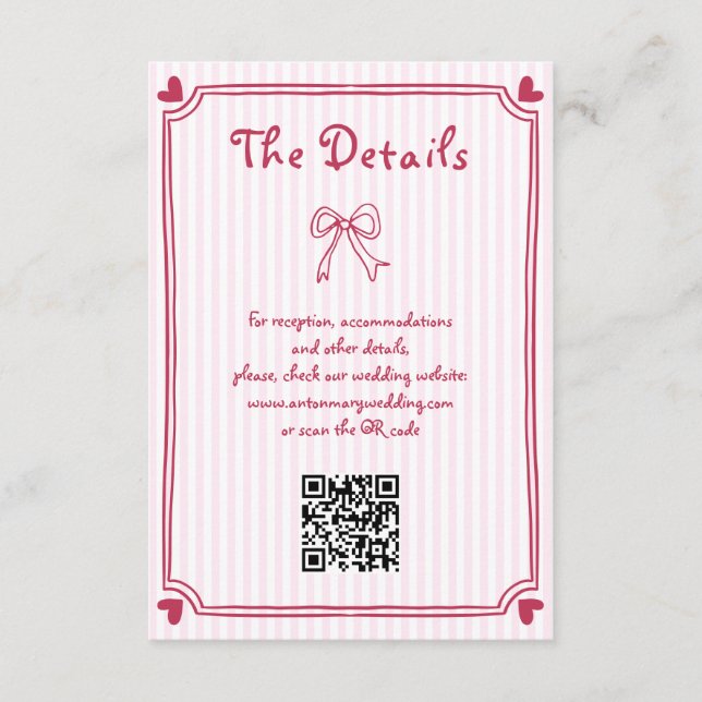 Pink and magenta Hand drawn scribble wedding Enclosure Card (Front)