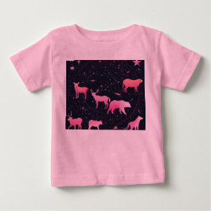 "Pink and Magenta Horoscope Animal Pattern Design" Baby T-Shirt