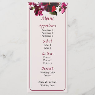 Pink and Magenta Pansies Wedding Menu