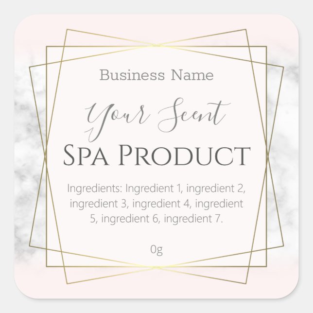 Pink And Marble Bath Soak Body Scrub Soap Labels (Front)